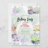 Succulent Soiree: chique verjaardagsuitnodiging Kaart (Voorkant)