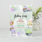 Succulent Soiree: chique verjaardagsuitnodiging Kaart (Staand voorkant)