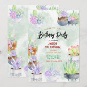 Succulent Soiree: chique verjaardagsuitnodiging Kaart (Voorkant / Achterkant)