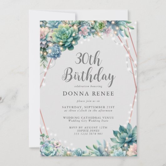 Succulent String Lights  30ste Verjaardag Kaart (Voorkant)