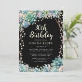 Succulent String Lights Zwart 30e verjaardag Kaart (Staand voorkant)