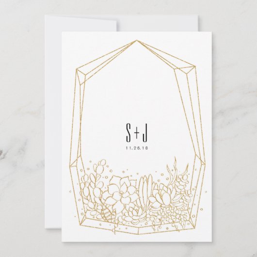 Succulent Terrarium bruiloft uitnodiging (Achterkant)