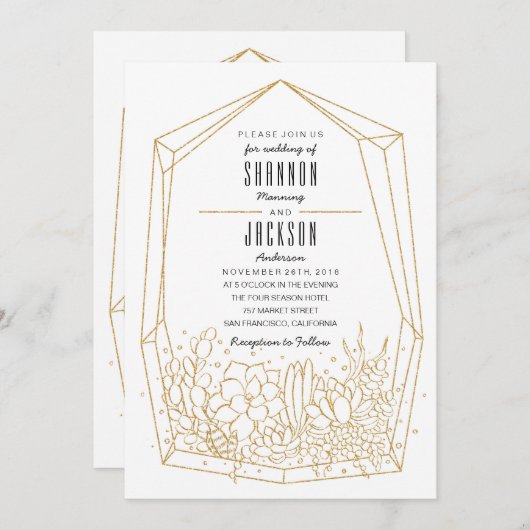 Succulent Terrarium bruiloft uitnodiging (Voorkant / Achterkant)