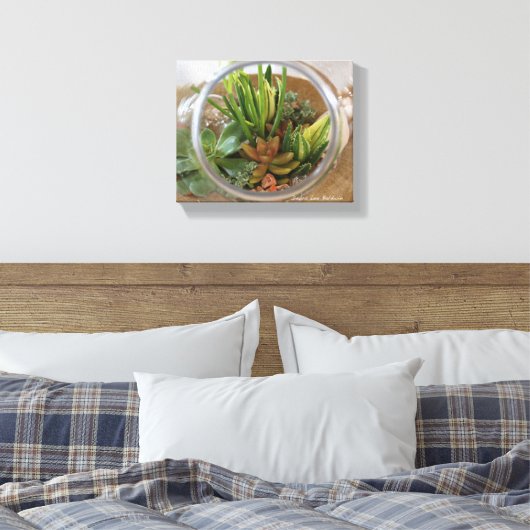 Succulent Terrarium Poster van Debra Lee Baldwin Canvas Afdruk (Insitu (Slaapkamer))