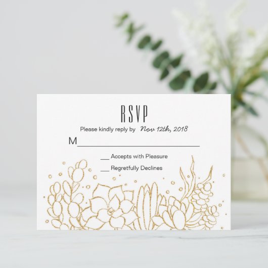 Succulent Terrarium Wedding RSVP Card (Staand voorkant)