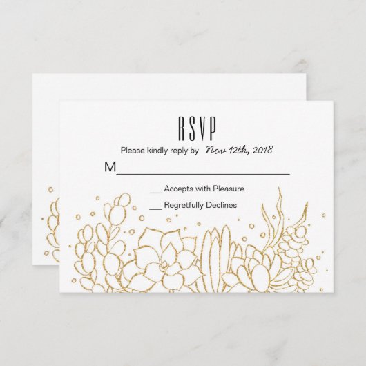 Succulent Terrarium Wedding RSVP Card (Voorkant / Achterkant)