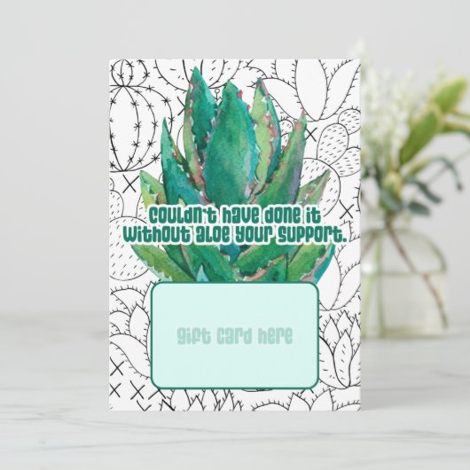 Succulent Thank You Teacher Gift Card Holder Feestdagenkaart (Staand voorkant)