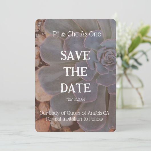 Succulent Thema Bruiloft Save The Date (Staand voorkant)
