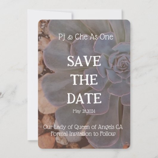 Succulent Thema Bruiloft Save The Date (Voorkant)