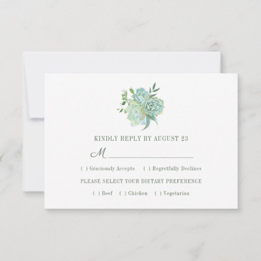 Succulent Theme Wedding RSVP-kaart RSVP Kaartje (Voorkant)