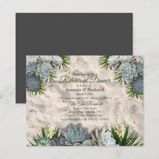 Succulent tinten van Bleke blues repetitie diner Kaart (Voorkant / Achterkant)