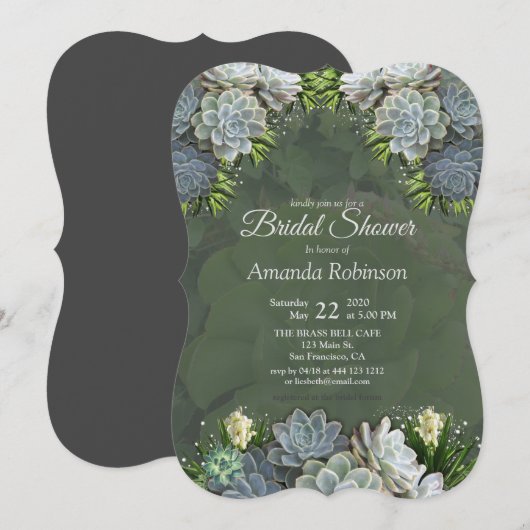 Succulent tinten van Bleke Blues Vrijgezellenfeest Kaart (Voorkant / Achterkant)