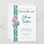 Succulent Treble Clef Theme Senior Muziek Overwegi Kaart (Voorkant)