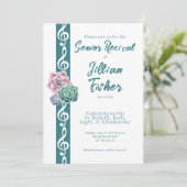 Succulent Treble Clef Theme Senior Muziek Overwegi Kaart (Staand voorkant)