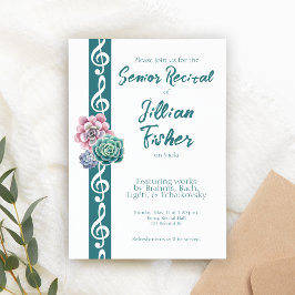 Succulent Treble Clef Theme Senior Muziek Overwegi Kaart