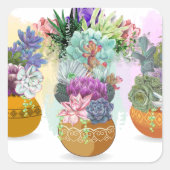 Succulent Trio Colorful Square Sticker (Voorkant)
