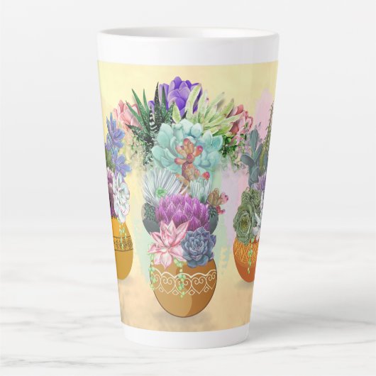 Succulent Trio op gele Mok (Voorkant)