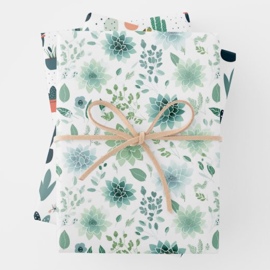 Succulent Trio Wrapping Paper Set (In situ)