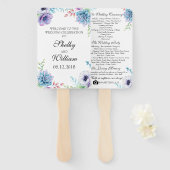 Succulent Trouwprogramma Fan Waterverf Flowers Handwaaier (Voorkant en achterkant)