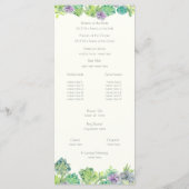 Succulent Tuin Huwelijksprogramma Programmakaart (Achterkant)
