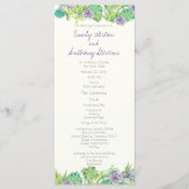 Succulent Tuin Huwelijksprogramma Programmakaart (Voorkant)