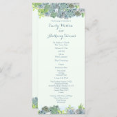 Succulent Tuin Staal Blauw Huwelijksprogramma Programmakaart (Voorkant / Achterkant)