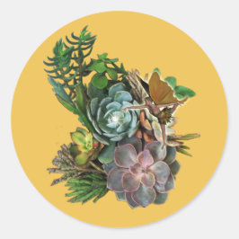 Succulent tuinontwerp suede polszakje ronde sticker