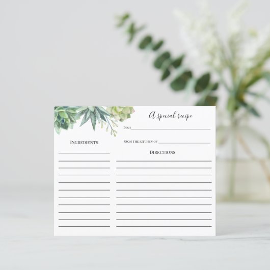 Succulent Vrijgezellenfeest Recipcard (Staand voorkant)