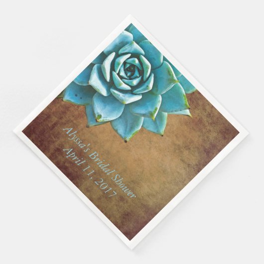 Succulent Vrijgezellenfeest Waterverf Rustic Brown Servetten (Hoek)