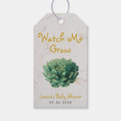 Succulent Watch Me Grow Botanical Baby shower Cadeaulabel (Voorkant)