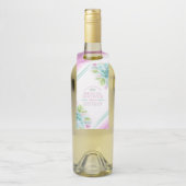 Succulent waterverf art groen roze bruiloft custom flessenhanger (Op fles)