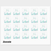 Succulent Waterverf Baby Boy Shower Dank je Vierkante Sticker (Vel)