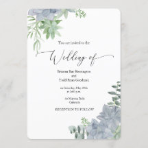 Succulent Waterverf Botanical Wedding Invitation.