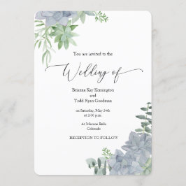 Succulent Waterverf Botanical Wedding Invitation. Kaart