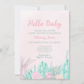 Succulent Waterverf Botanisch Meisje Baby shower Kaart (Voorkant)