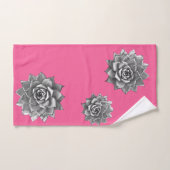 Succulent Waterverf Grijs op Hot Pink Bad Handdoek (Handdoek)