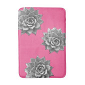 Succulent Waterverf Grijs op Hot Pink Badmat (Voorkant Verticaal)