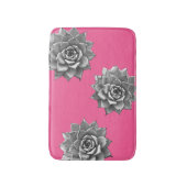 Succulent Waterverf Grijs op Hot Pink Badmat (Voorkant Verticaal)