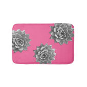 Succulent Waterverf Grijs op Hot Pink Badmat (Voorkant)