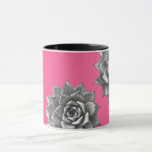 Succulent Waterverf Grijs op Hot Pink Mok (Midden)