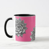 Succulent Waterverf Grijs op Hot Pink Mok (Links)