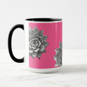 Succulent Waterverf Grijs op Hot Pink Mok (Links)