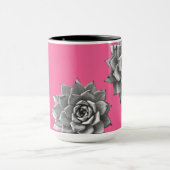 Succulent Waterverf Grijs op Hot Pink Mok (Midden)