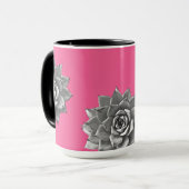 Succulent Waterverf Grijs op Hot Pink Mok (Voorkant links)