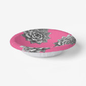 Succulent Waterverf Grijs op Hot Pink Papieren Kommen (Gebogen)