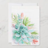 Succulent waterverf groen oranje vrijgezellenfeest kaart (Achterkant)