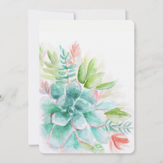 Succulent waterverf groen oranje vrijgezellenfeest kaart (Achterkant)