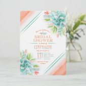 Succulent waterverf groen oranje vrijgezellenfeest kaart (Staand voorkant)