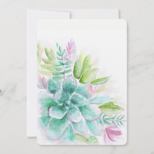 Succulent waterverf groen paarse vrijgezellenfeest kaart (Achterkant)