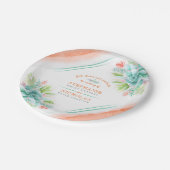 Succulent waterverf groen sinaasappel bruiloft bor papieren bordje (Gekanteld)